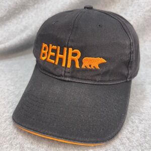 Behr Logo Bear Mens Black Behr Hat Adjustable Hook Loop Strap OSFM